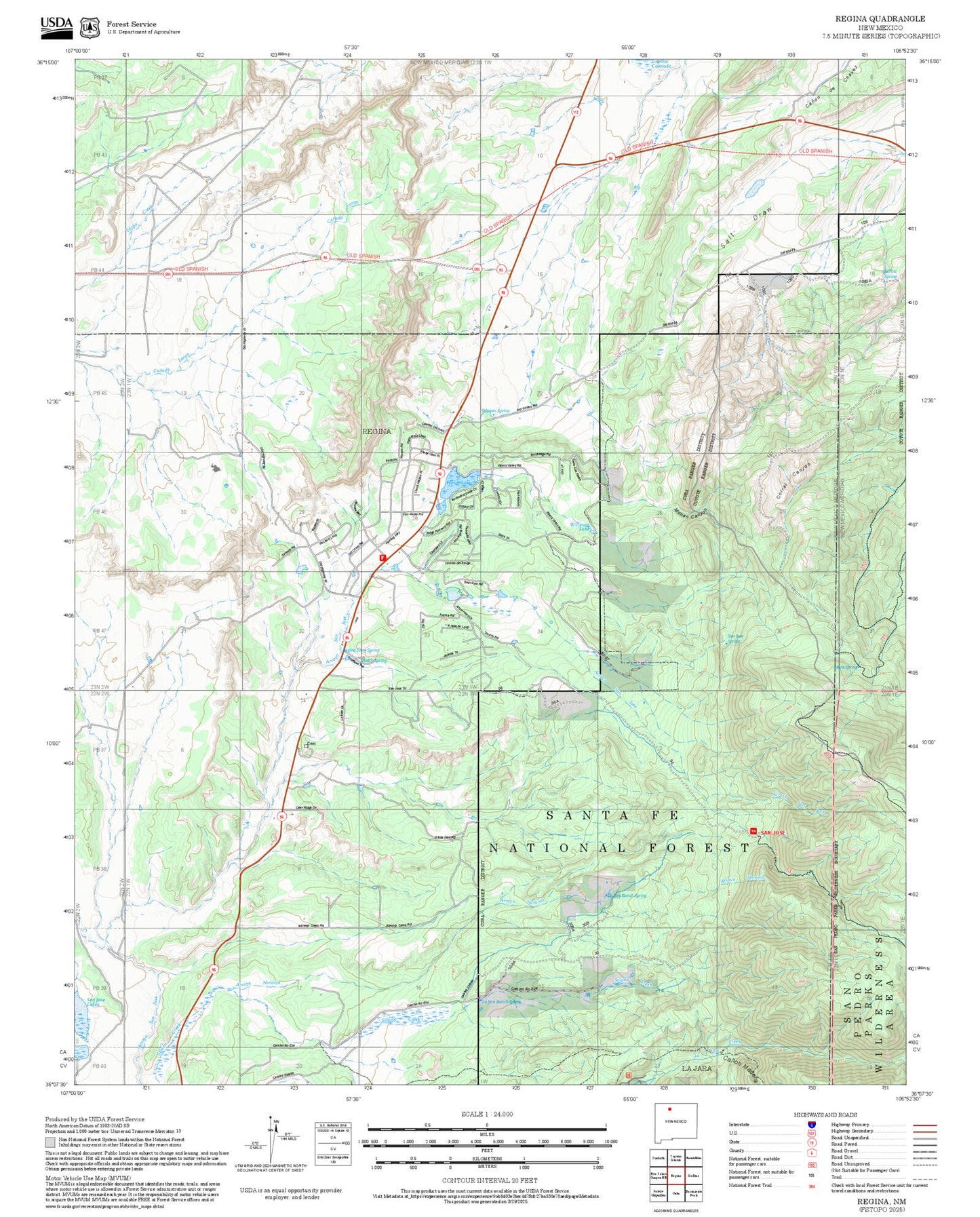 2025 Forest Service Topo Map of Regina New Mexico