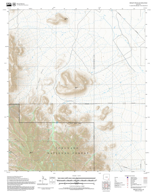 2025 Forest Service Topo Map of Reiley Peak Arizona