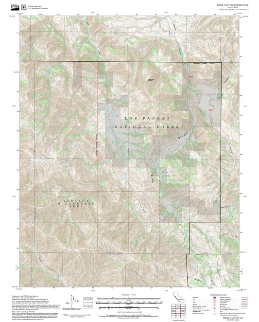 2025 Forest Service Topo Map of Reliz Canyon California
