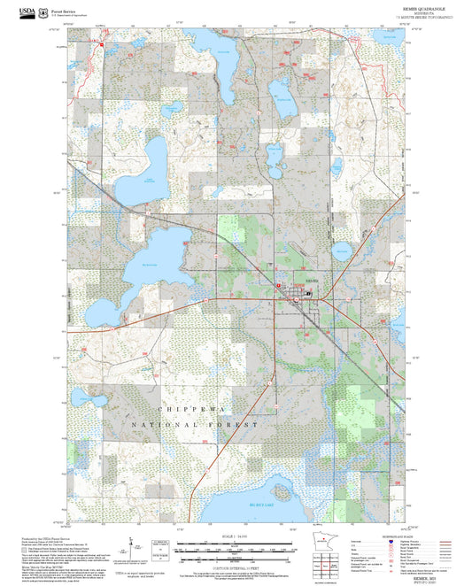 2025 Forest Service Topo Map of Remer Minnesota