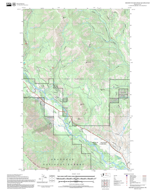2025 Forest Service Topo Map of Rendevous Mountain Washington