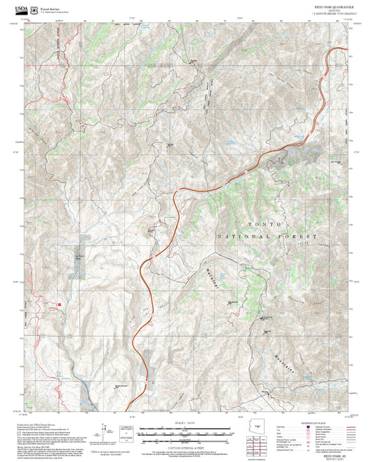 2025 Forest Service Topo Map of Reno Pass Arizona