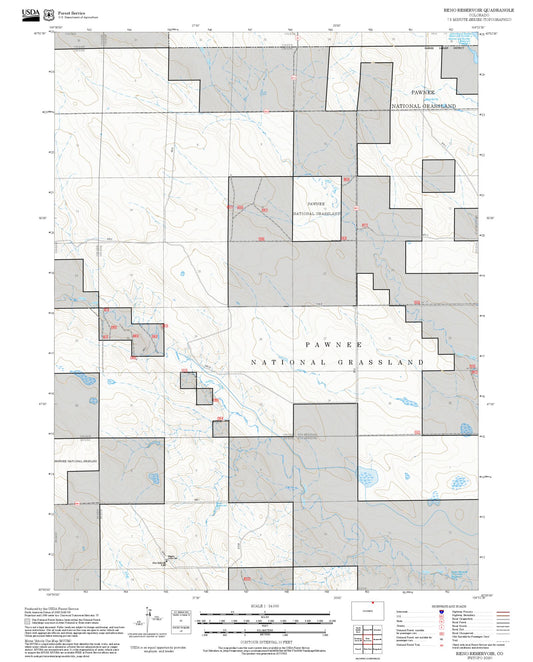 2025 Forest Service Topo Map of Reno Reservoir Colorado