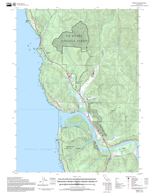 2025 Forest Service Topo Map of Requa California