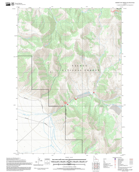 2025 Forest Service Topo Map of Reservoir Creek Idaho