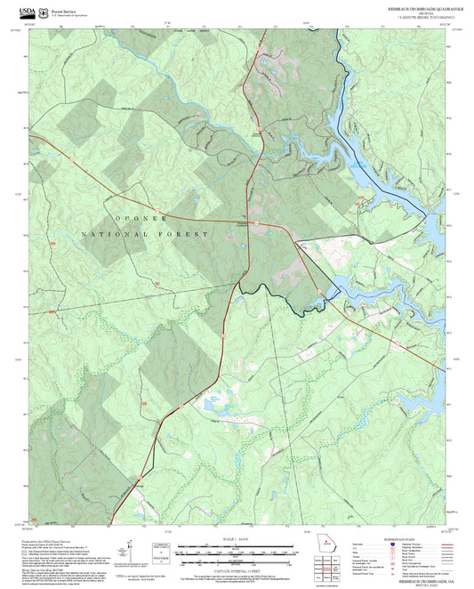 2025 Forest Service Topo Map of Resseaus Crossroads Georgia