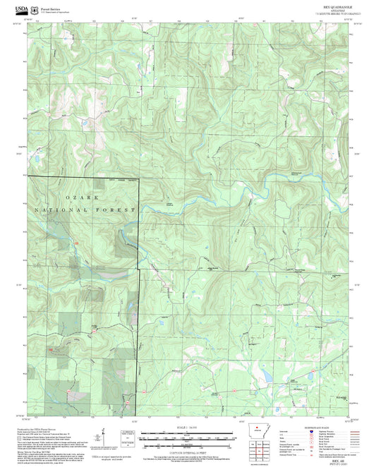 2025 Forest Service Topo Map of Rex Arkansas