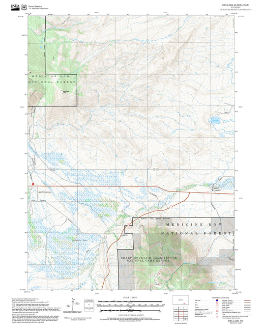 2025 Forest Service Topo Map of Rex Lake Wyoming