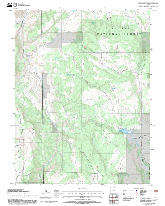2025 Forest Service Topo Map of Rex Reservoir Utah
