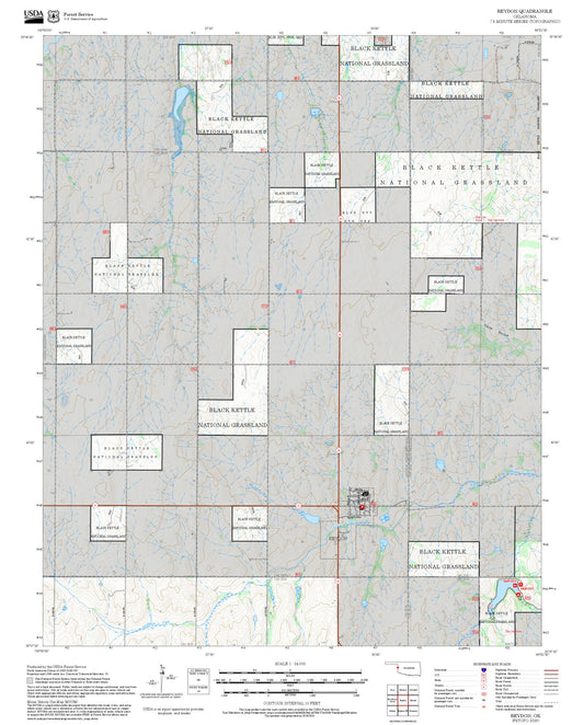 2025 Forest Service Topo Map of Reydon Oklahoma