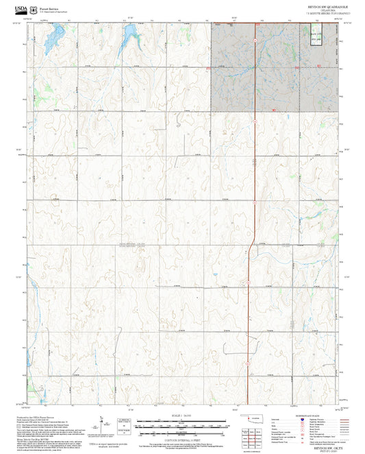 2025 Forest Service Topo Map of Reydon SW Oklahoma