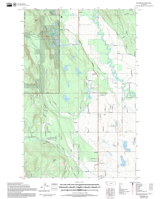 2025 Forest Service Topo Map of Rhodes Montana