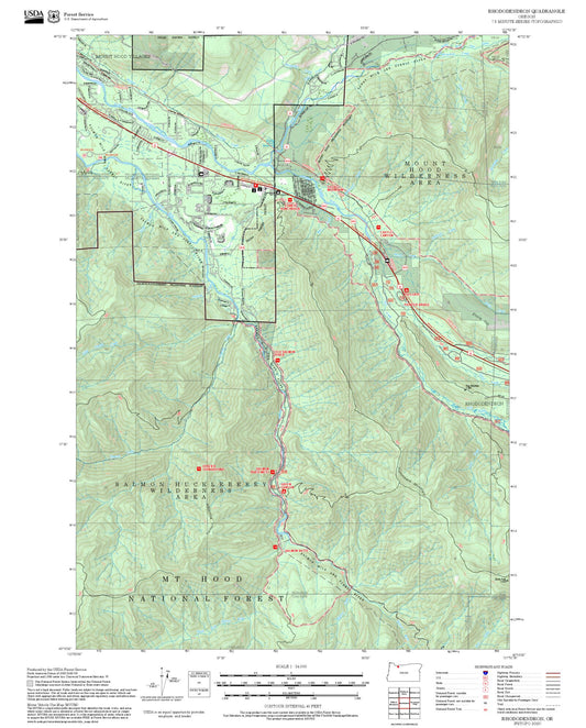 2025 Forest Service Topo Map of Rhododendron Oregon