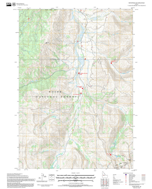 2025 Forest Service Topo Map of Rice Peak Idaho