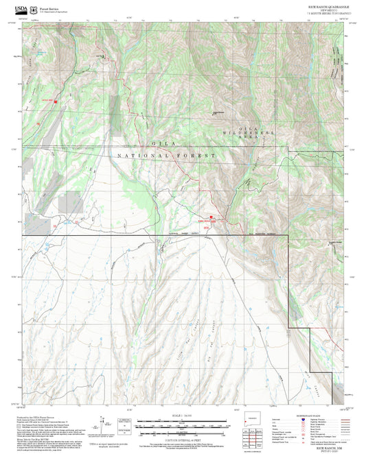2025 Forest Service Topo Map of Rice Ranch New Mexico