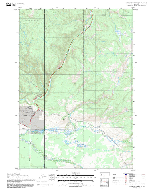 2025 Forest Service Topo Map of Richards Creek Montana