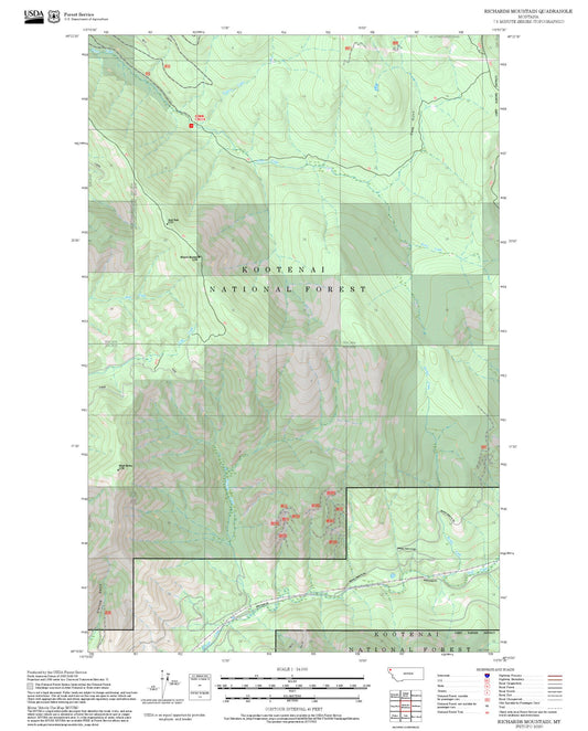 2025 Forest Service Topo Map of Richards Mountain Montana