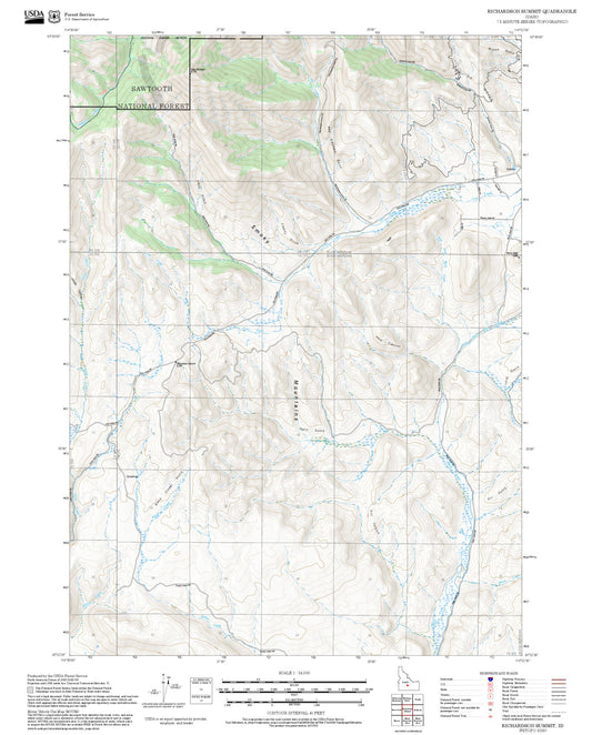 2025 Forest Service Topo Map of Richardson Summit Idaho