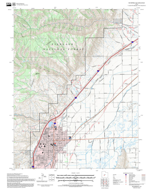 2025 Forest Service Topo Map of Richfield Utah