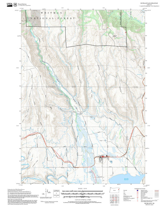 2025 Forest Service Topo Map of Richland Oregon