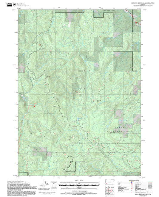 2025 Forest Service Topo Map of Richter Mountain Oregon