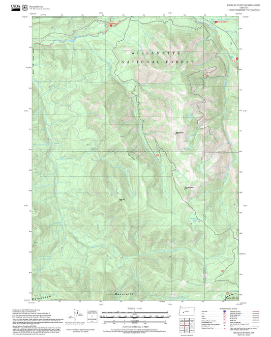 2025 Forest Service Topo Map of Rigdon Point Oregon