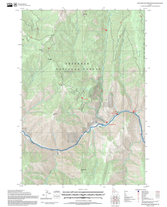 2025 Forest Service Topo Map of Riggins Hot Springs Idaho