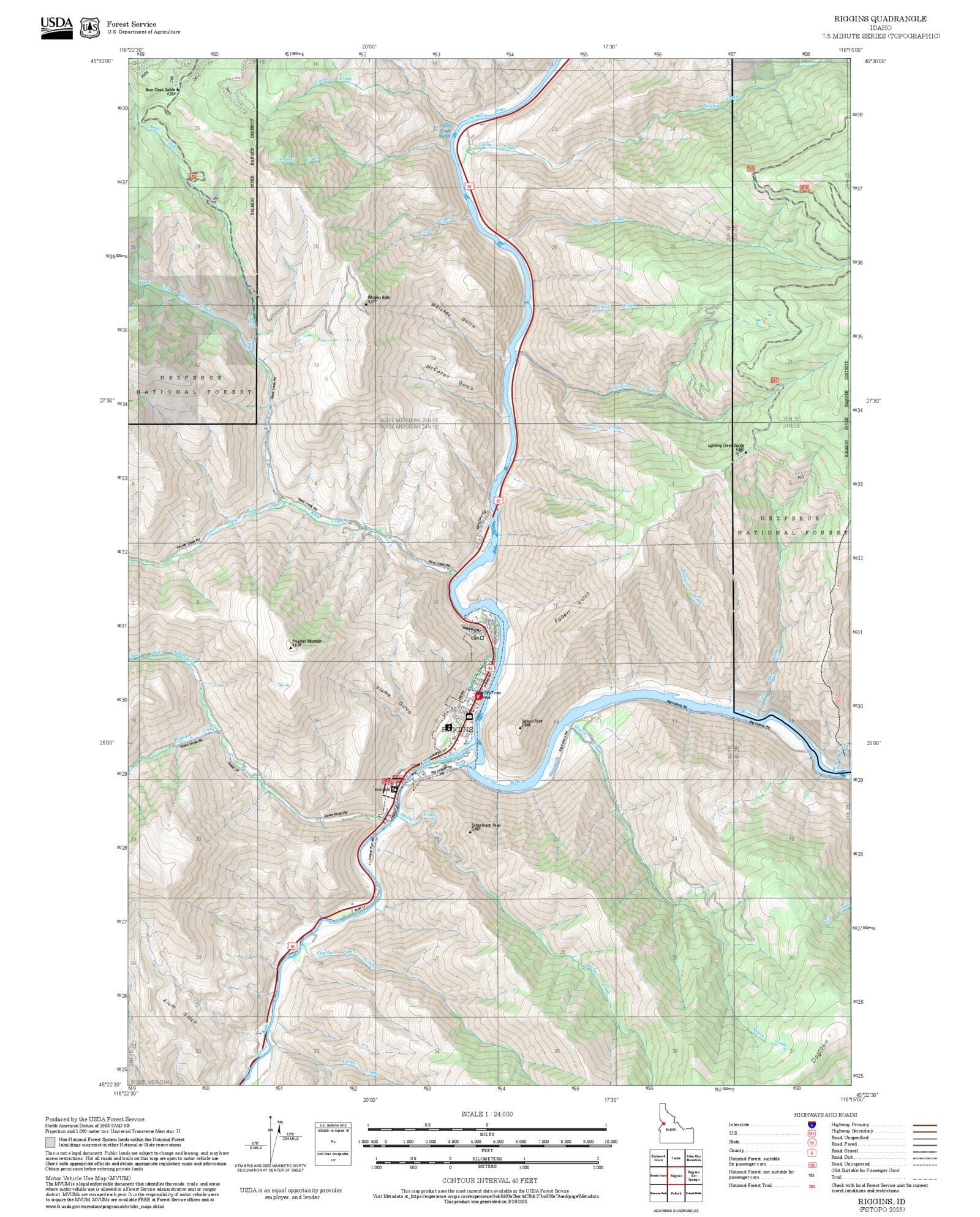 2025 Forest Service Topo Map of Riggins Idaho – MyTopo Map Store