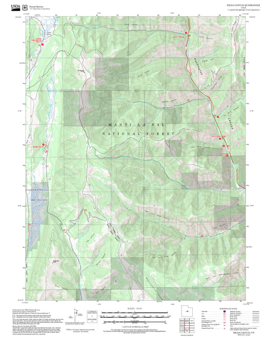 2025 Forest Service Topo Map of Rilda Canyon Utah