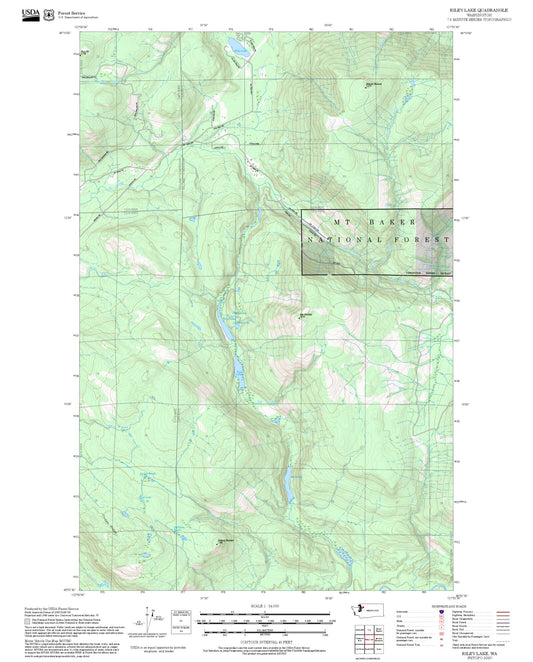 2025 Forest Service Topo Map of Riley Lake Washington