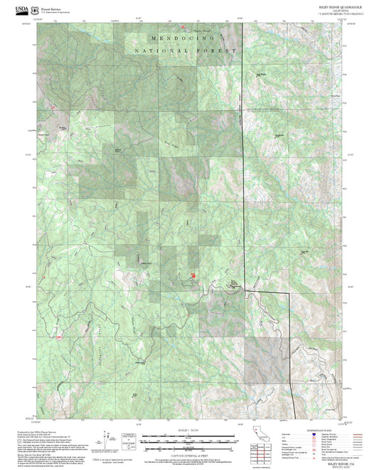 2025 Forest Service Topo Map of Riley Ridge California