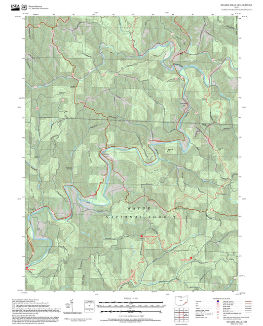 2025 Forest Service Topo Map of Rinard Mills Ohio