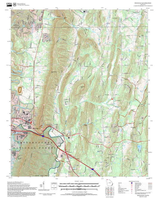 2025 Forest Service Topo Map of Ringgold Georgia