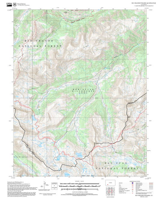 2025 Forest Service Topo Map of Rio Grande Pyramid Colorado