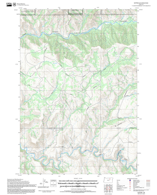 2025 Forest Service Topo Map of Ritter Oregon