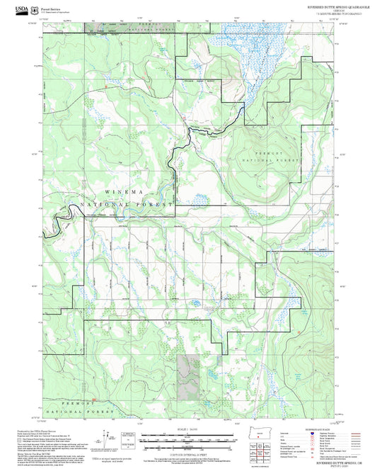 2025 Forest Service Topo Map of Riverbed Butte Spring Oregon