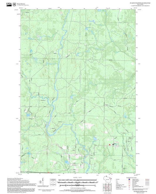 2025 Forest Service Topo Map of Roaring Rapids Wisconsin