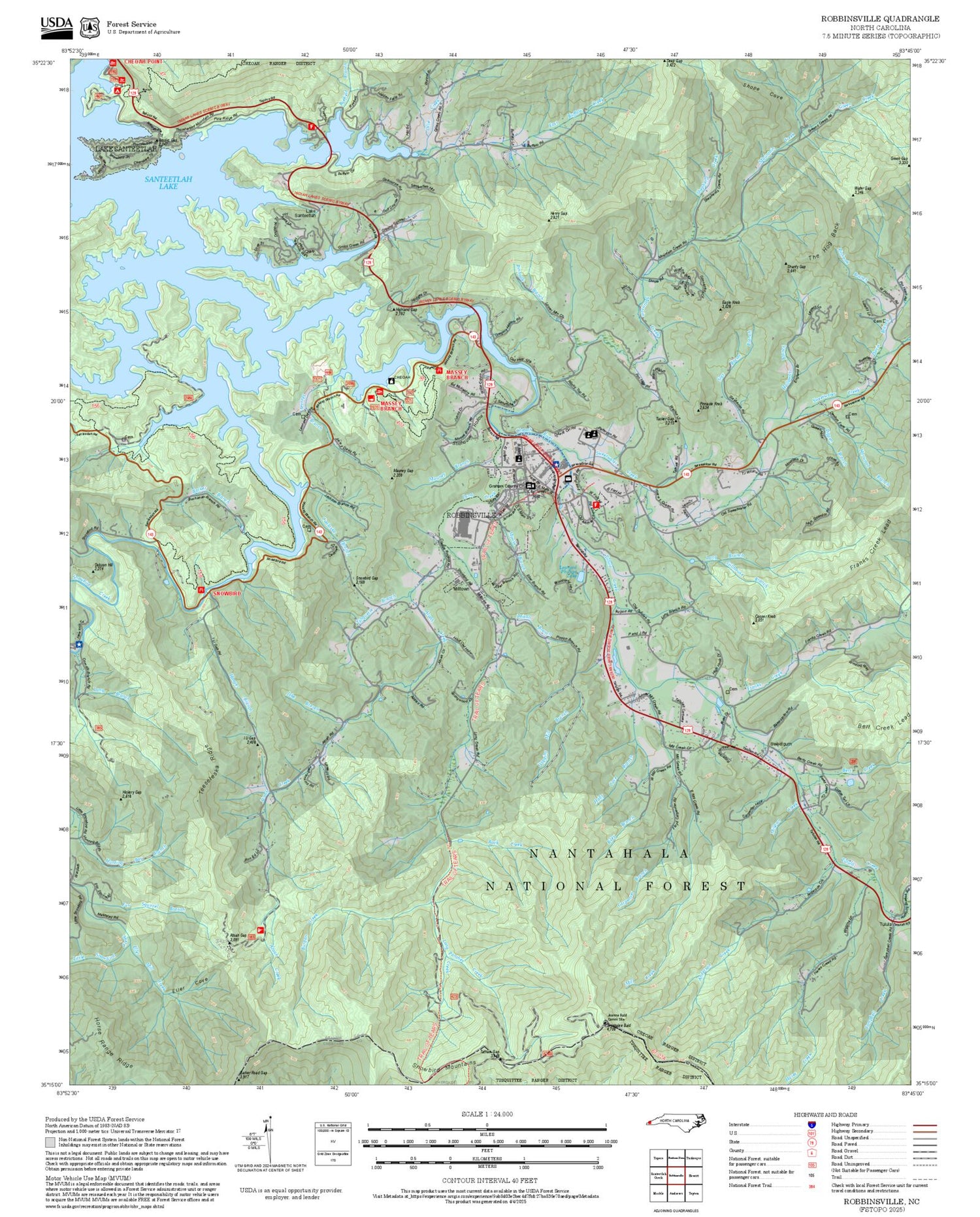 2025 Forest Service Topo Map of Robbinsville North Carolina