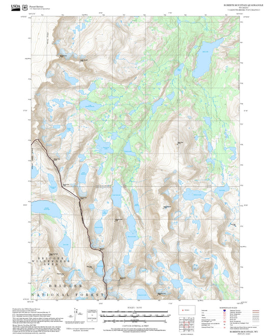 2025 Forest Service Topo Map of Roberts Mountain Wyoming