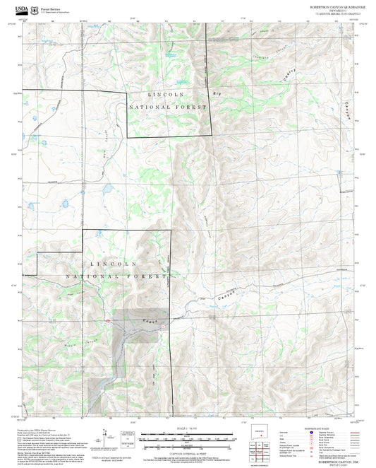 2025 Forest Service Topo Map of Robertson Canyon New Mexico
