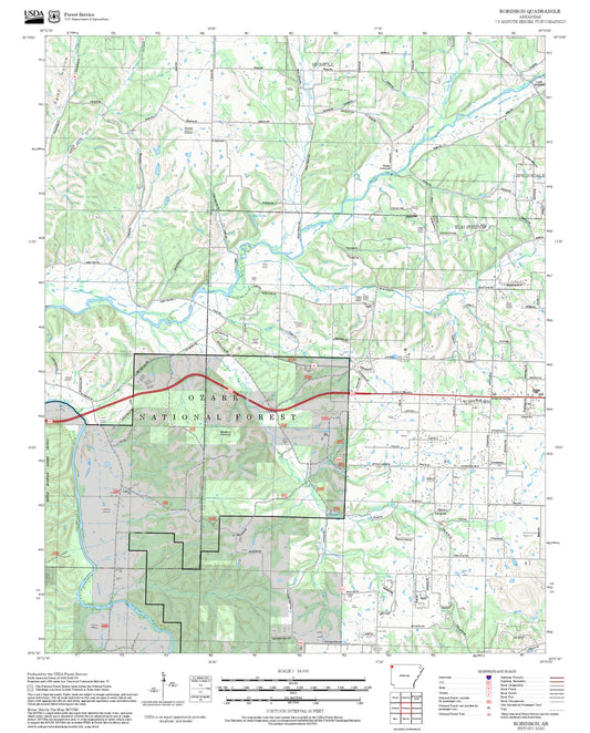 2025 Forest Service Topo Map of Robinson Arkansas