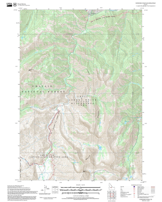 2025 Forest Service Topo Map of Robinson Bar Idaho