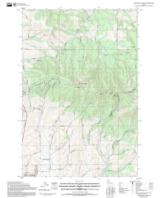 2025 Forest Service Topo Map of Robinson Lake Idaho