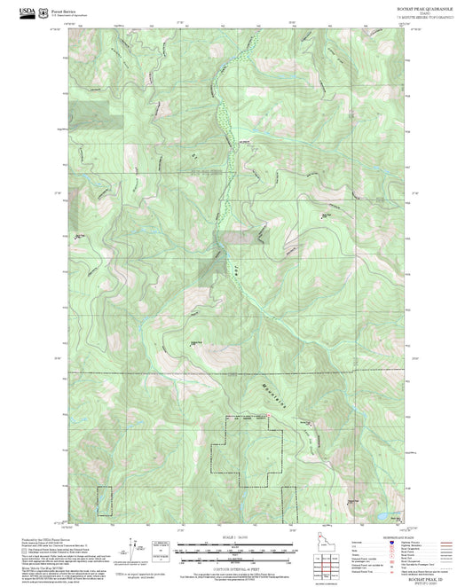 2025 Forest Service Topo Map of Rochat Peak Idaho