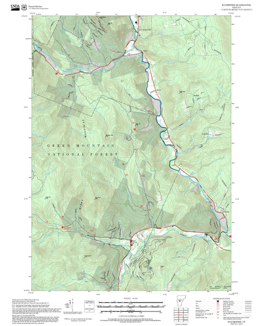 2025 Forest Service Topo Map of Rochester Vermont