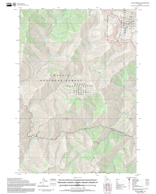 2025 Forest Service Topo Map of Rock Creek Idaho