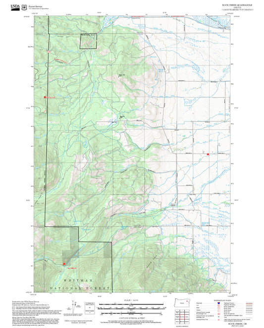 2025 Forest Service Topo Map of Rock Creek Oregon