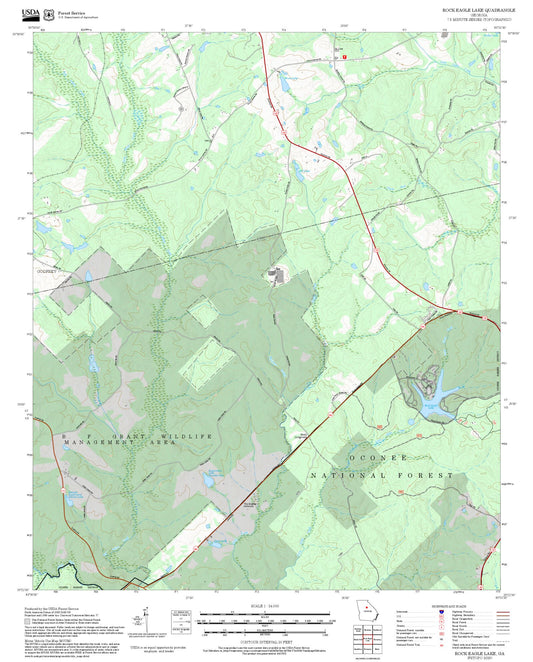 2025 Forest Service Topo Map of Rock Eagle Lake Georgia