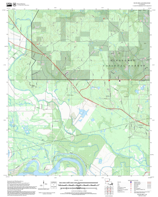 2025 Forest Service Topo Map of Rock Hill Louisiana