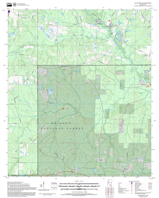 2025 Forest Service Topo Map of Rock Hill Mississippi